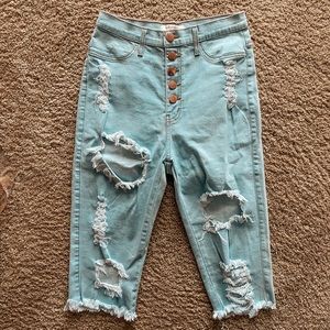 Distressed knee length shorts NEVER WORN